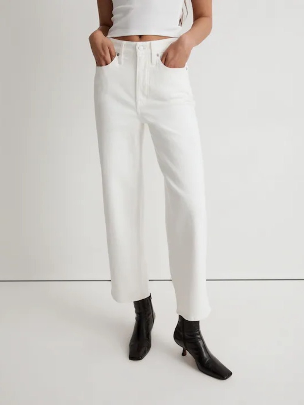 Madewell The Perfect Vintage Wide-Leg Crop Jeans | Tile White | Size 24